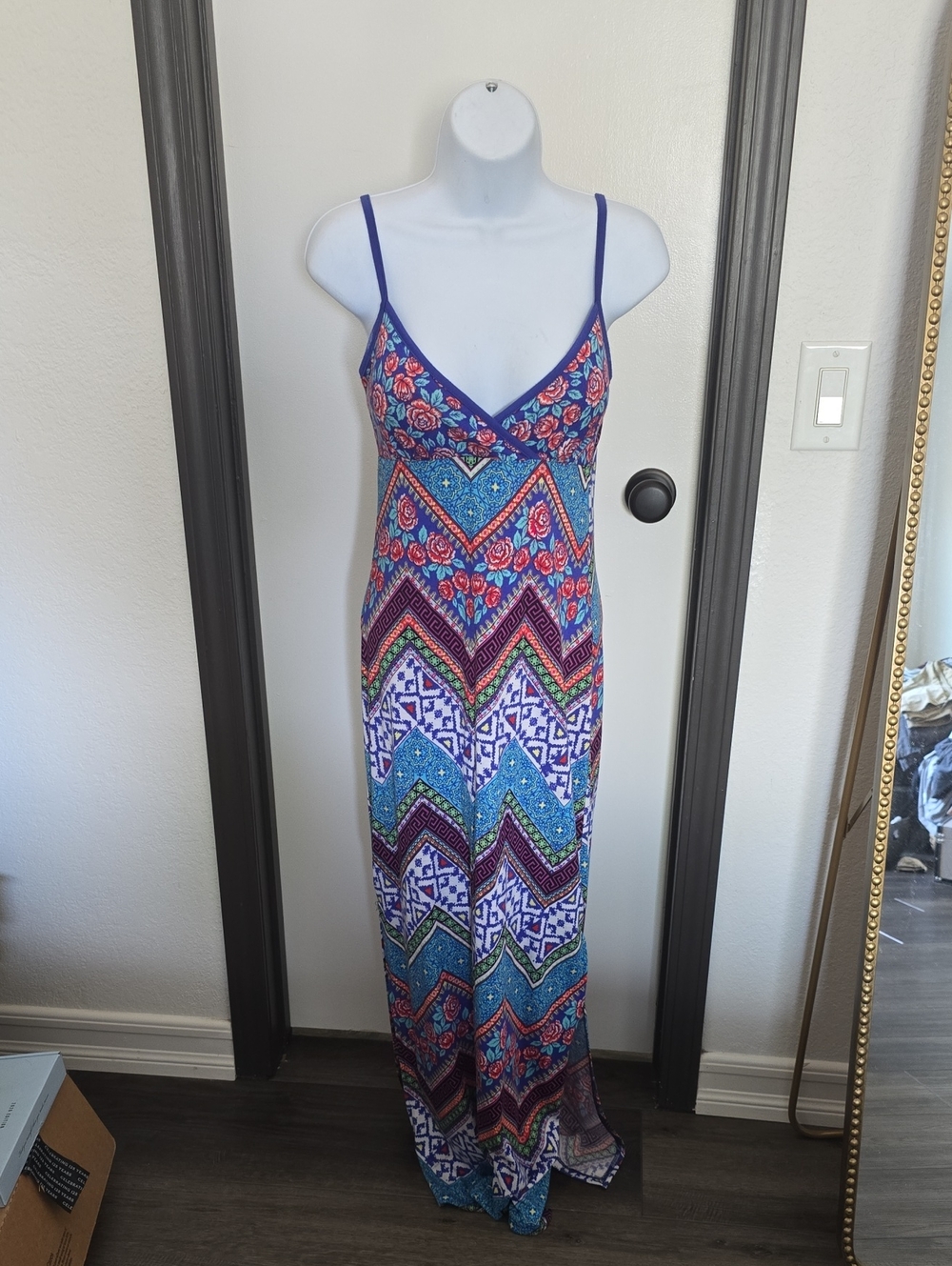 Bohemian V-Neck Maxi Dress in Multi-Color